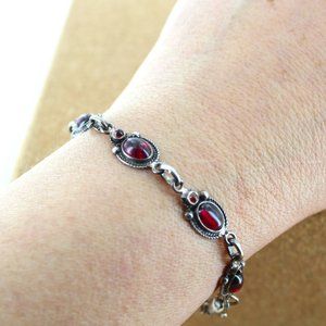 925 sterling silver and garnet bracelet